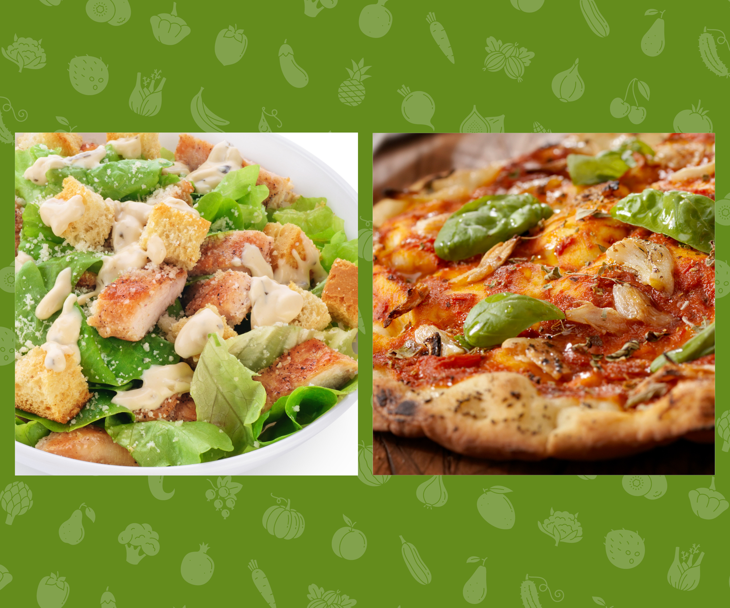 DYI Catering Menu Image with Pizza. "Click Here to view DYI Catering Menu."